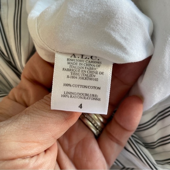 A.L.C. Diller Striped Draped Cotton Midi Skirt 4 - Picture 5 of 8